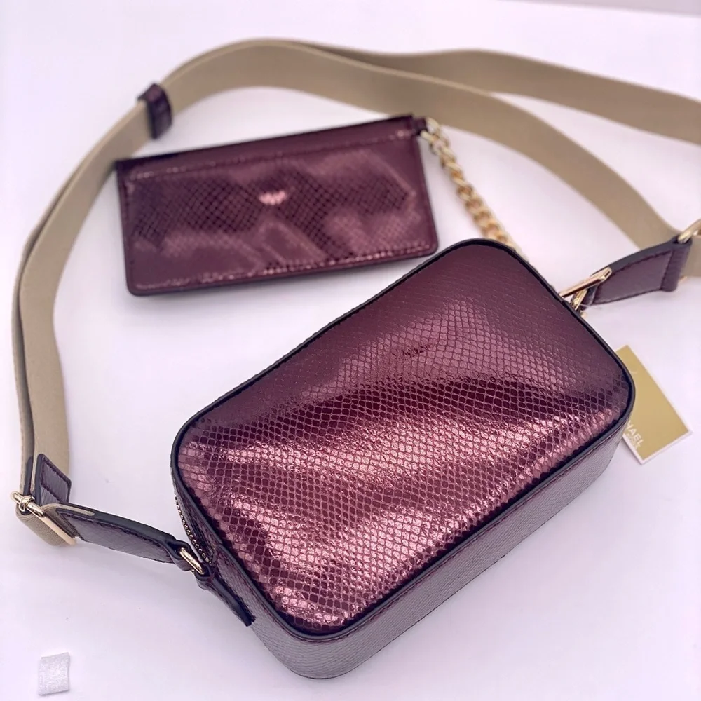 Michael Kors Maisie 2-in-1 Camera Crossbody - Oxblood Embossed Leather